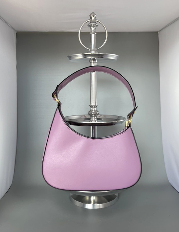 Kleine-Tasche-lavendel-assym Kleine Lederhandtasche in zwei Farben